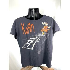 KoЯn Hopscotch Girl Distressed Cutout Band Tee M